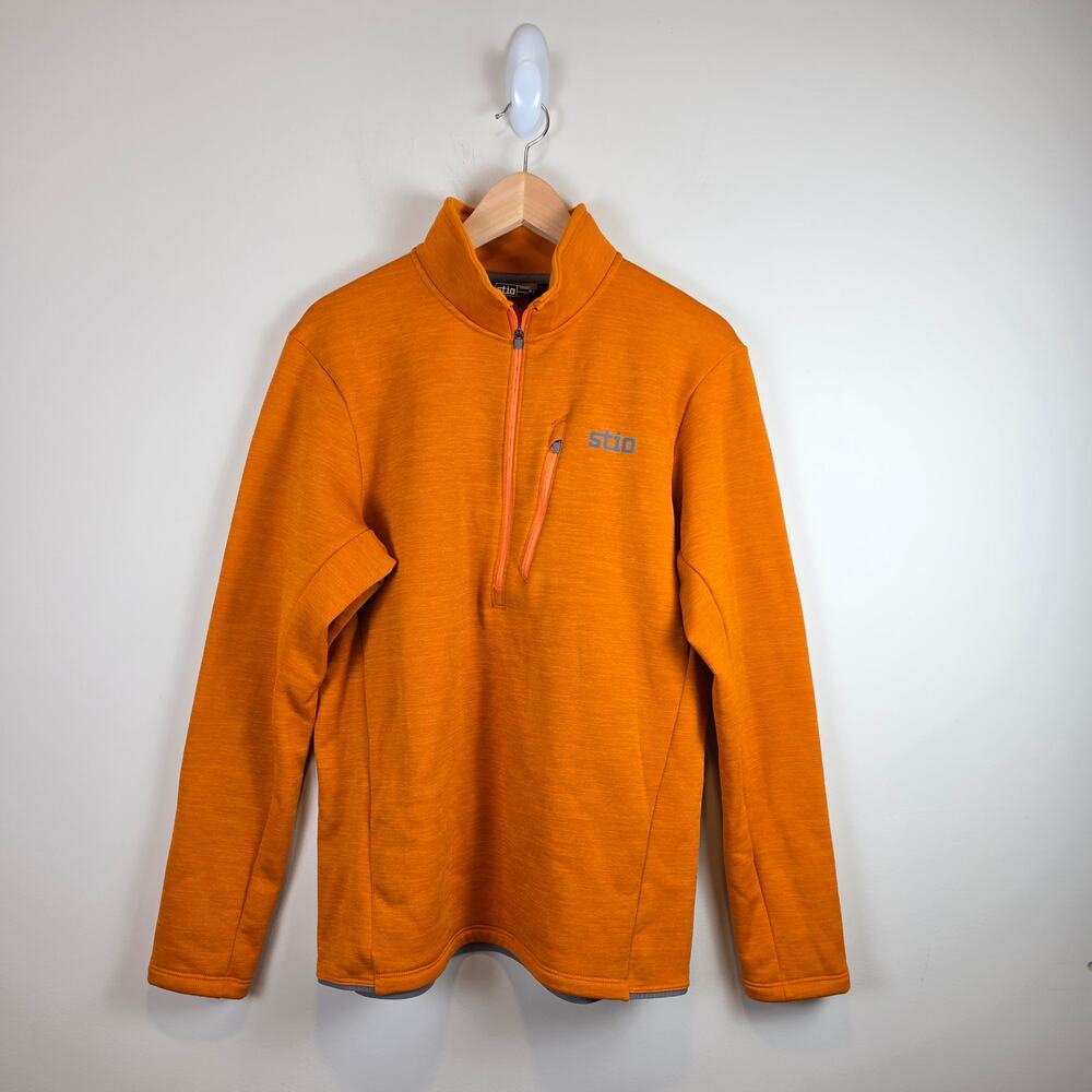 Stio Mens Size M Glide Power Stretch Half Zip Outerwear Fleece Bonfire Heather